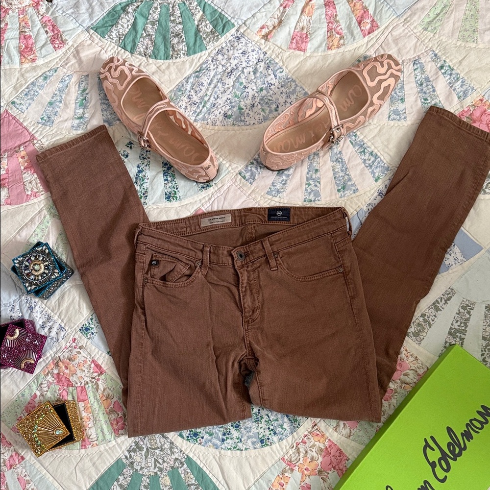 AG Adriano Goldschmied Tan Stevie Straight Ankle Jeans 26R
